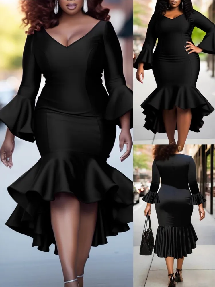 L-4XL Plus Größe Kleidung Kleider Frauen Roben Herbst Winter Langarm Street Style Casual 3XL 4XL Große Größe Midi Kleid Übergroßen