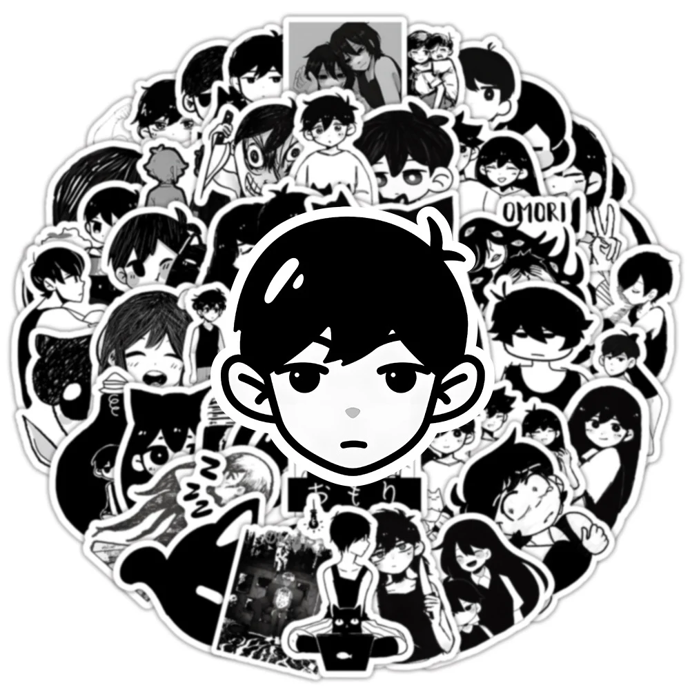 10/30/50pcs Black White Game Omori Graffiti Stickers Decals DIY Skateboard Laptop Motorcycle Luggage Car Bike Waterproof Sticker