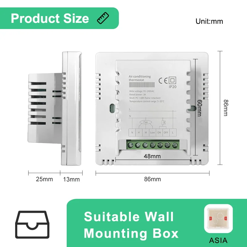 Picture 6: Smart Fan Coil Thermostat HVAC WiFi Digital Room Thermostat Modbus Controller for Fan Coil Unit