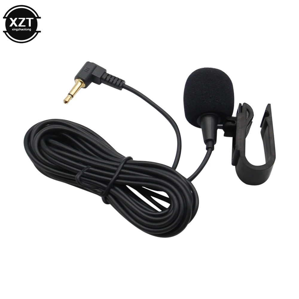 Car Paste Microphone 3.5mm Clip Jack Plug Microphone Stereo Car Bluetooth External Microphone Navigator Lavalier Microphone 3m