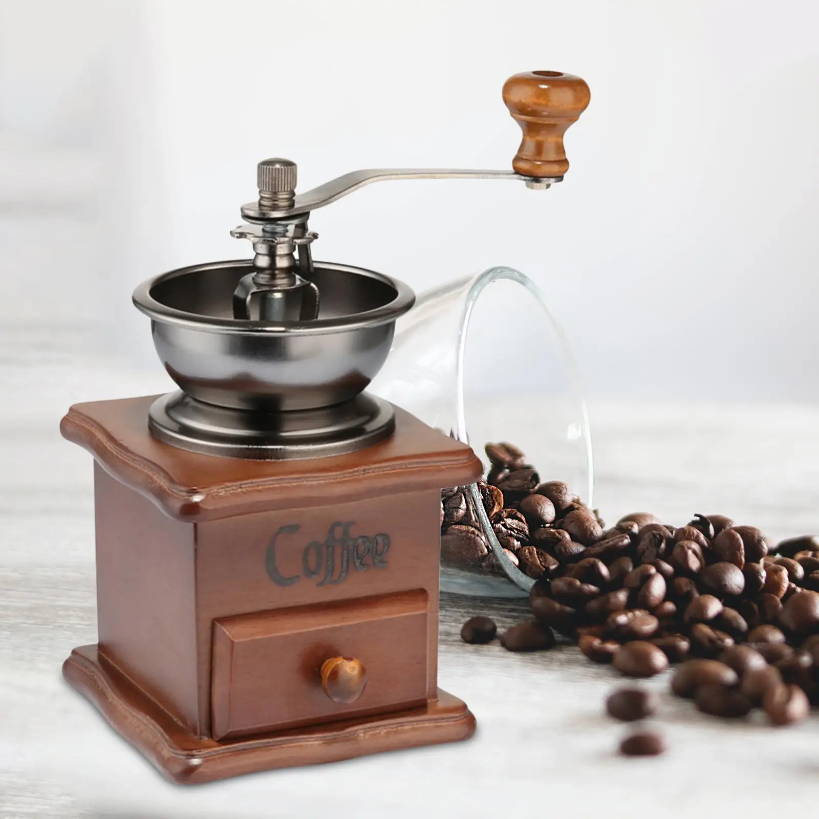 Hand Crank Coffee Mill with Drawer Wooden Hand Grinder coffee Grinder Roller