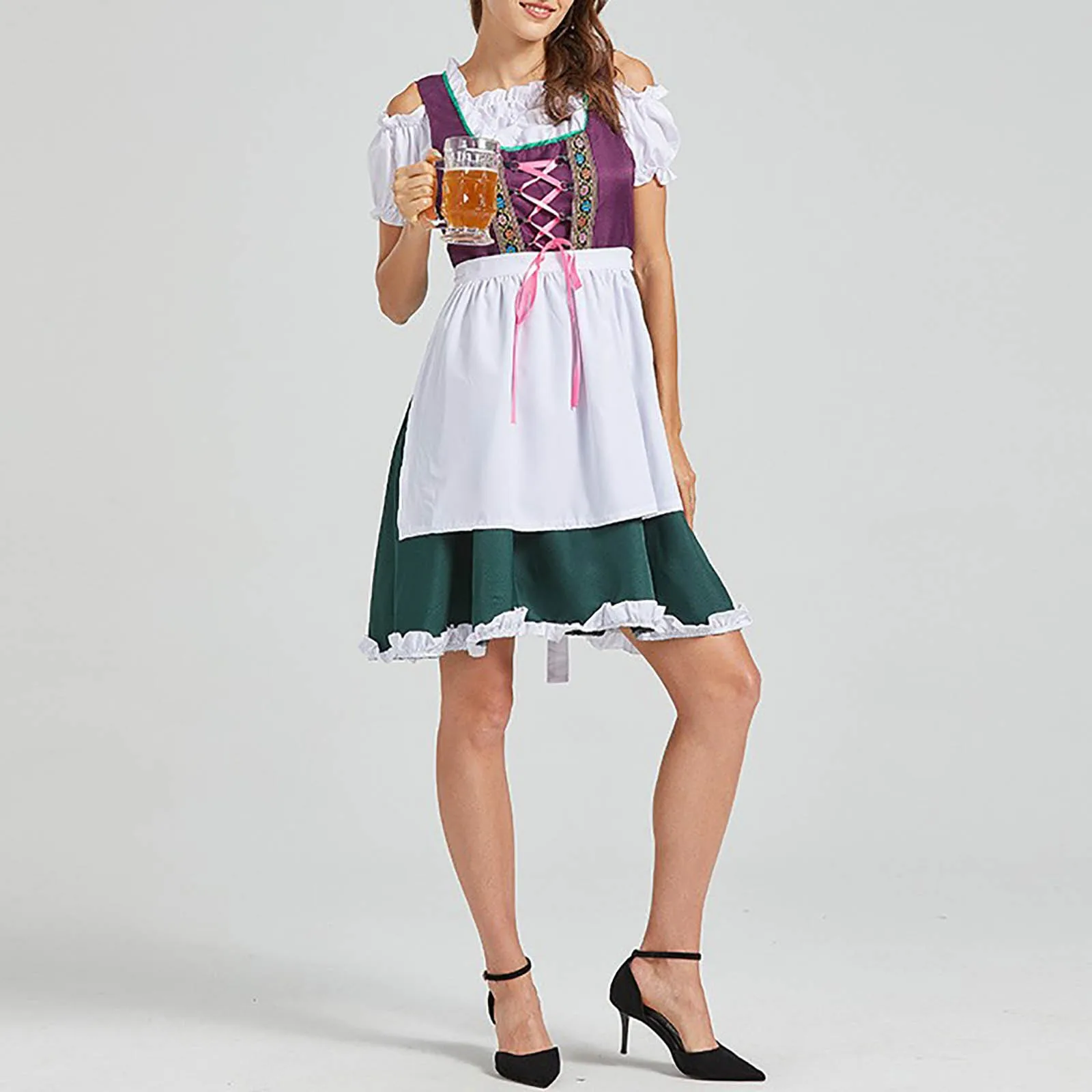 Oktoberfest Dirndl Dress Cosplay Costume 2024 German Beer Festival Tavern Bartender Waitress Outfit Carnival Fancy Dress