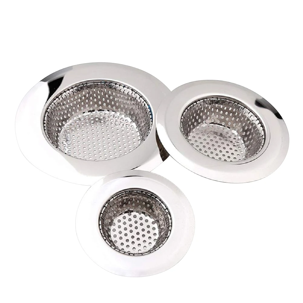 3 قطعة أغطية مرشح الفولاذ المقاوم للصدأ للمطبخ الحمام مصفاة حوض الغسيل مناسبة المجاري يغطي طبق #3