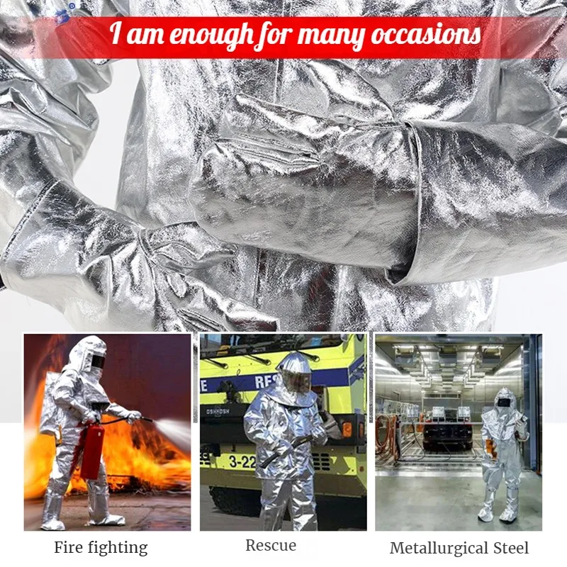 Fire Protection Clothing 1000℃ Heat Resistant Insulation Suit Thermal Radiation Protection Aluminum Foil Insulation Clothing