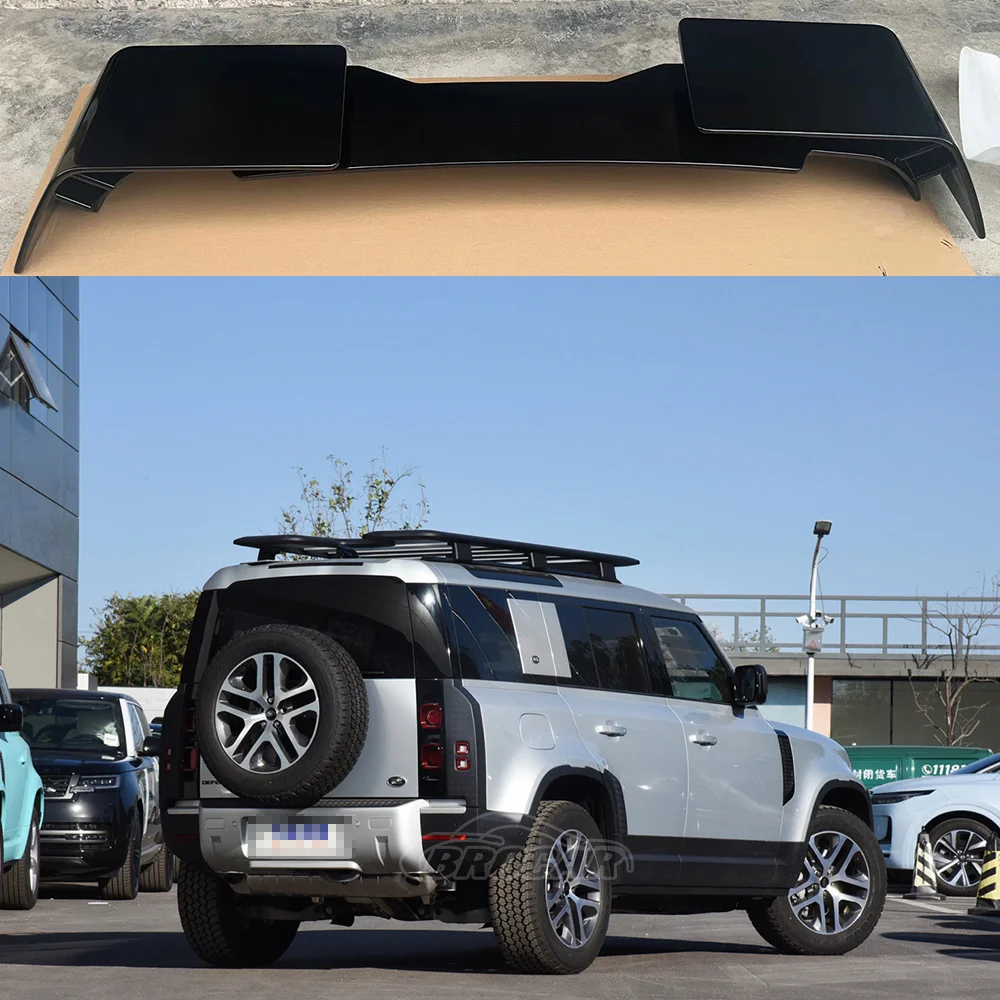 For Land Rover Defender 2020 - 2023 Double Layer ABS Material Top Wing carbon fiber look Rear Spoiler Trunk Boot Wing Spoiler