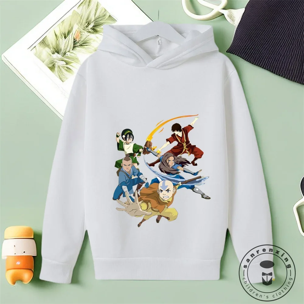 Harajuku Anime Avatar The Last Airbender Hoodies Sweatshirt Boys Girls Fashion Cartoon Appa Print 2024 Winter Casual Kids Hoody