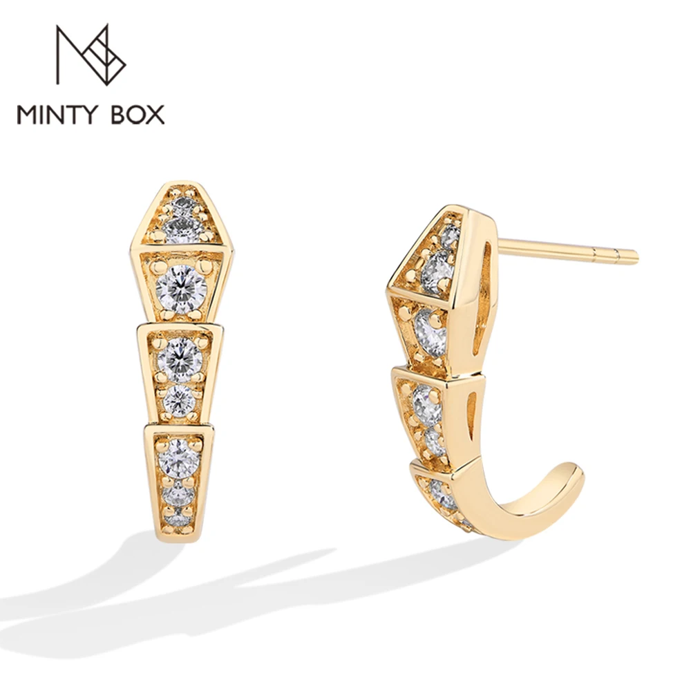 MINTYBOX Snake Moissanite Stud Earrings for Women S925 Sterling Silver Diamond Earring Luxury Engagement Wedding Fine Jewelry