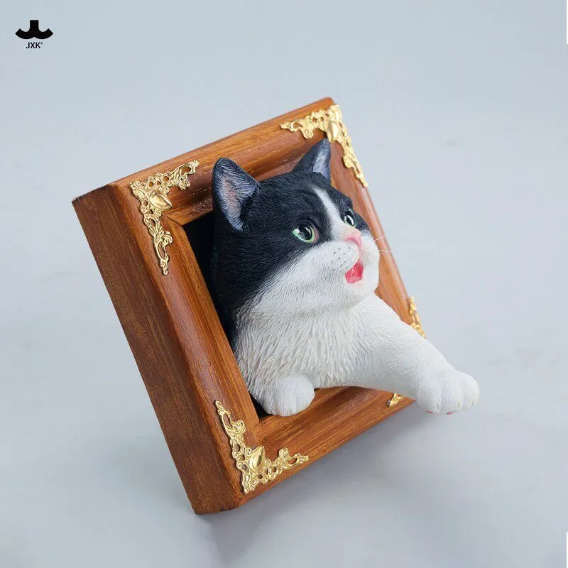 

JXK JS2608 Presale Action Figures Simulation Resin Lovely Cat Sculpture Model Escaped Domestic Cat Desktop Car Decoration