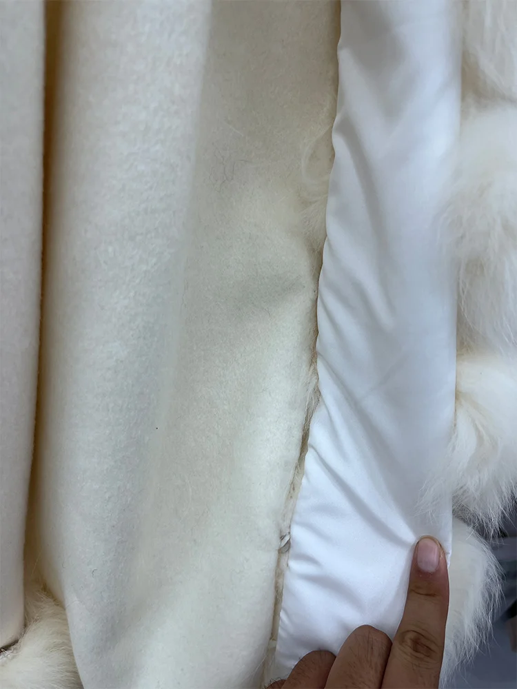 새로운 패션 겨울 울 재킷 여성용 천연 리얼 폭스 퍼 칼라 두꺼운 따뜻한 울 롱 코트 벨트 럭셔리 스트리트웨어 아우터