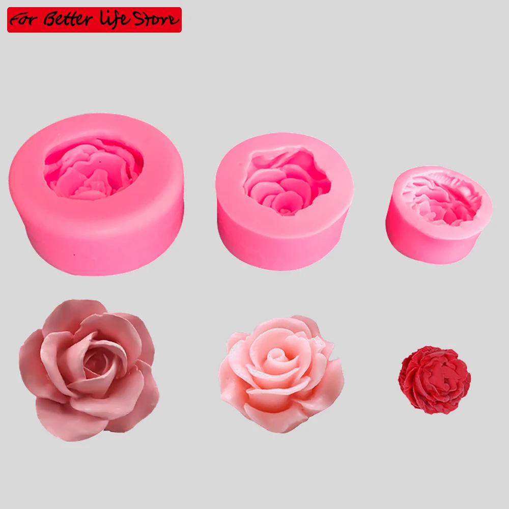 

1PC silicone blooming rose liquid silicone mold soap 3D cake mold paper cup cake candy chocolate decoration baking tool