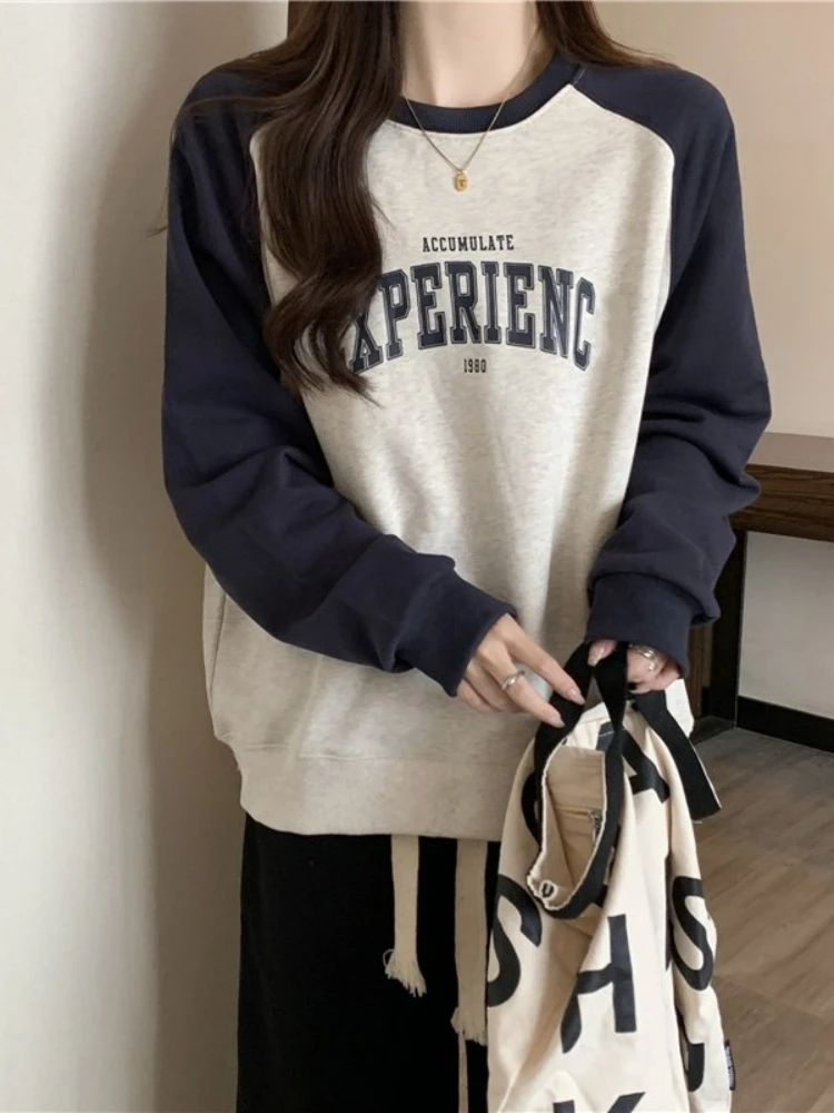 

Retro American Oversized Shirt Print Pullover Spring Autumn New Women HipHop Loose Long Sleeve Graphic Top Streetwear Sweatshirt