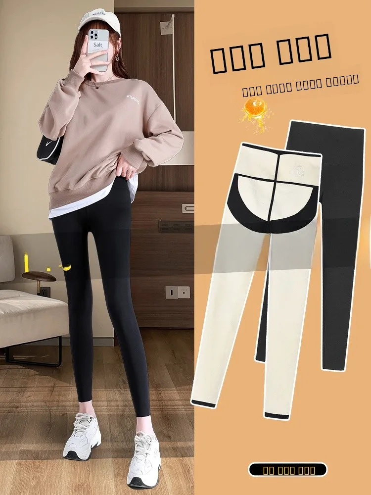 

Женские зимние утепленные леггинсы из искусственной кожи для йоги, облегающие базовые брюки, повседневные, из смесового полиэстера и спандекса (80% полиэстер, 20% спандекс)