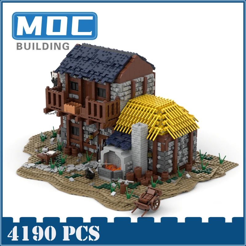 

New Moc Medieval The Blacksmith House Building Blocks Kit Village Farm Town Brick Model Toy Kids Birthdays Gift