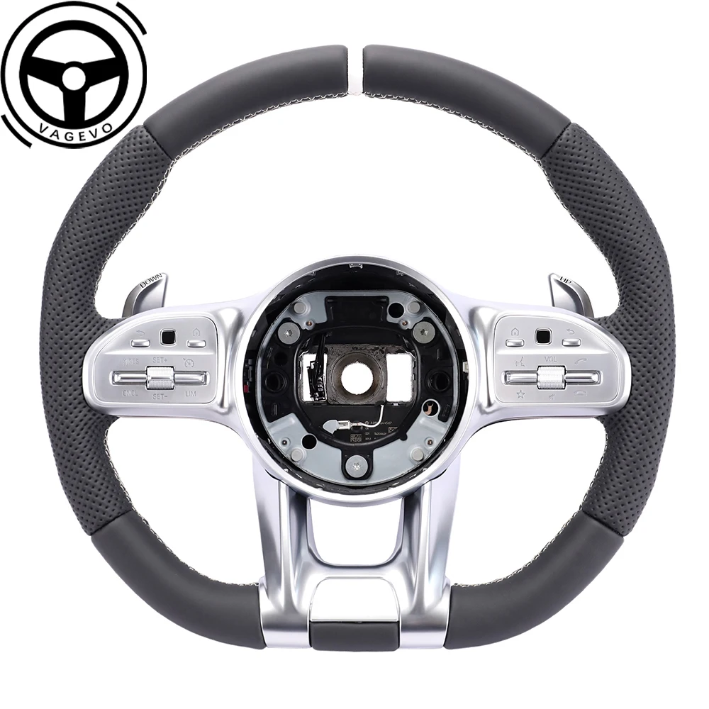 

For Mercedes Benz AMG A/B/C/E/G/S GLA GLB GLS GLE GLC Leather Perforated Multifunctional Steering Wheel With Paddle Shifters