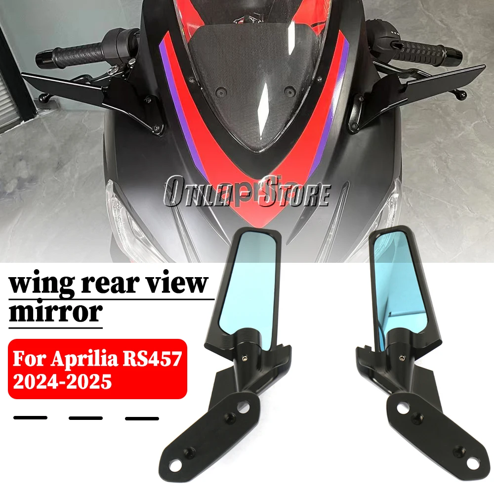 

For Aprilia RS457 rs457 RS 457 Stealth Sport Winglet Mirror Kits Adjustable Stealth anti-glare blue lenses Rearview Mirrors