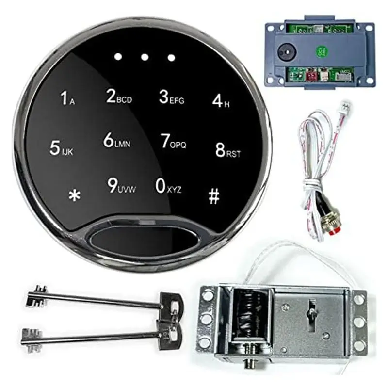 Электронный замок-сейф A29F-Safe Lock: комплект для замены с сенсорной панелью/клавиатурой, соленоидным замком и 2 ключами аварийного открытия