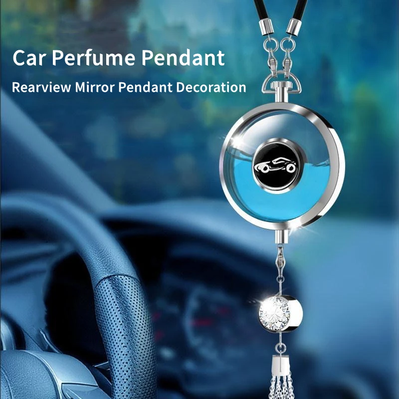 Car DIY Perfume Pendant Air Freshener Rearview Mirror Metal Lace Pendant Hanging Perfume Empty Diffuser Car Interior Decoration