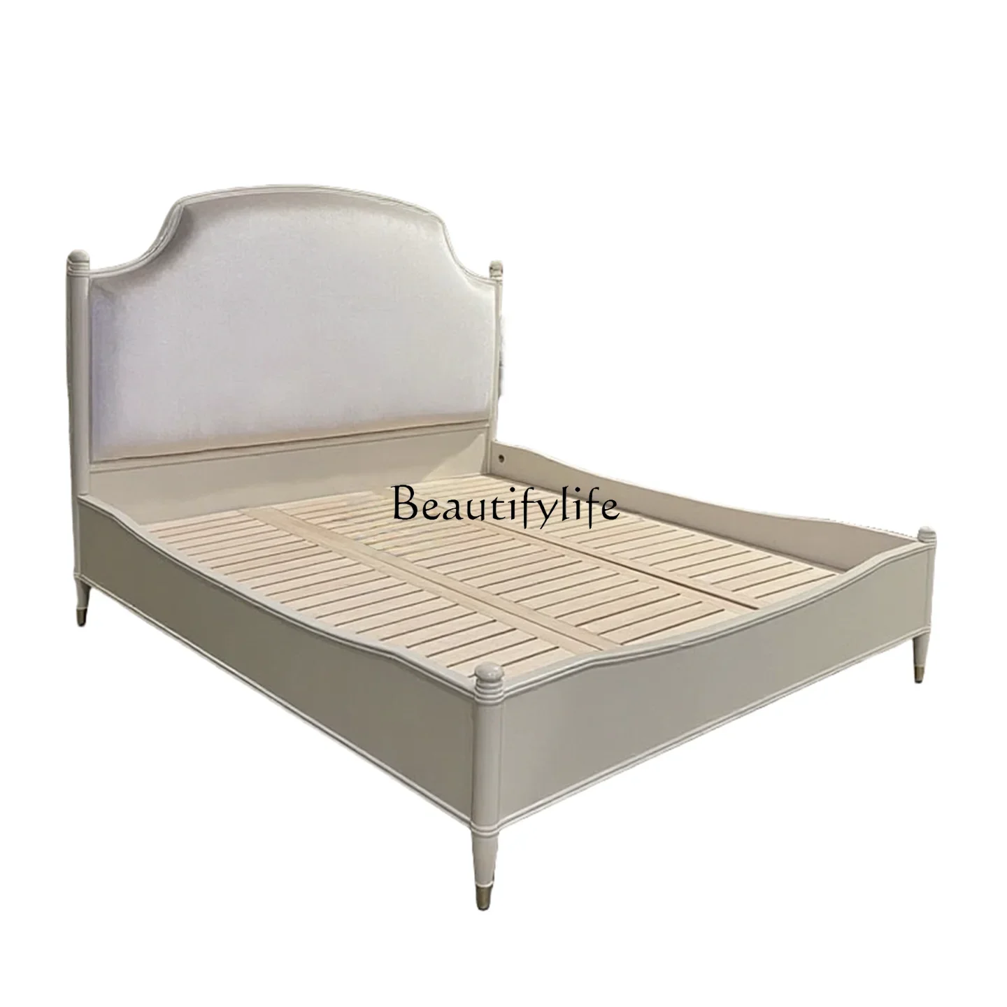

FG10French light luxury romantic fabric solid wood wedding bed American bedroom home