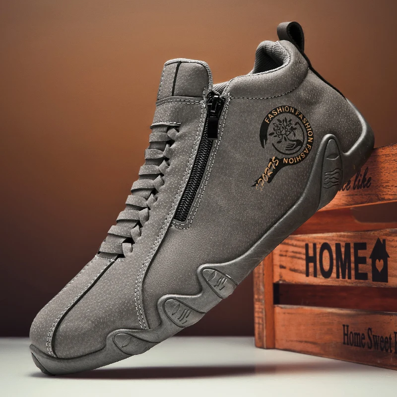 Men Mid Top Fashionable Casual Shoes Male Sports Shoes Ankle Boots Flat Bottomed Korean Work Shoes Student New Classic Spring