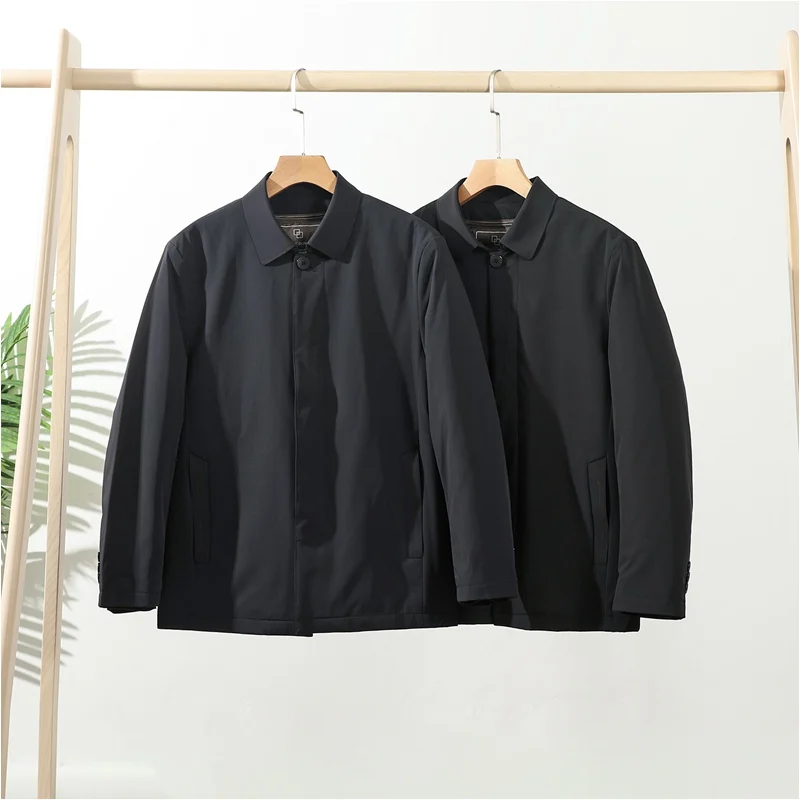 

Мужская зимняя комфортная теплая повседневная куртка-пуховик со съемным внутренним воротником-стойкой и пуговицами, модель 5033