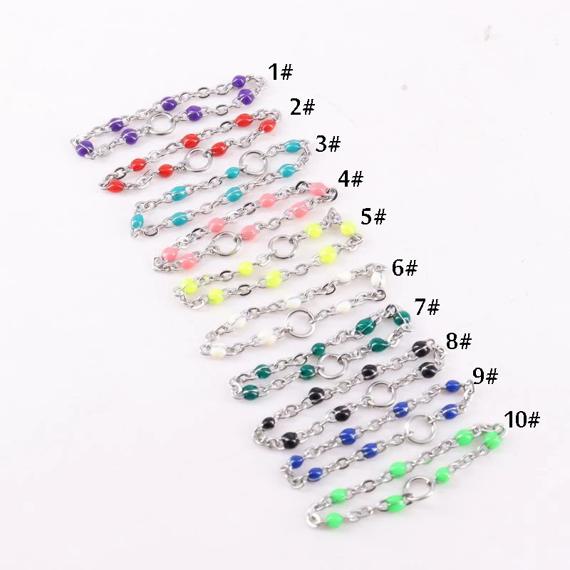 55- 58mm Steel color finger ring 1.5mm Cross chain with colors Environmental protection resin women fashion jewelry ZX691-ZSZ293
