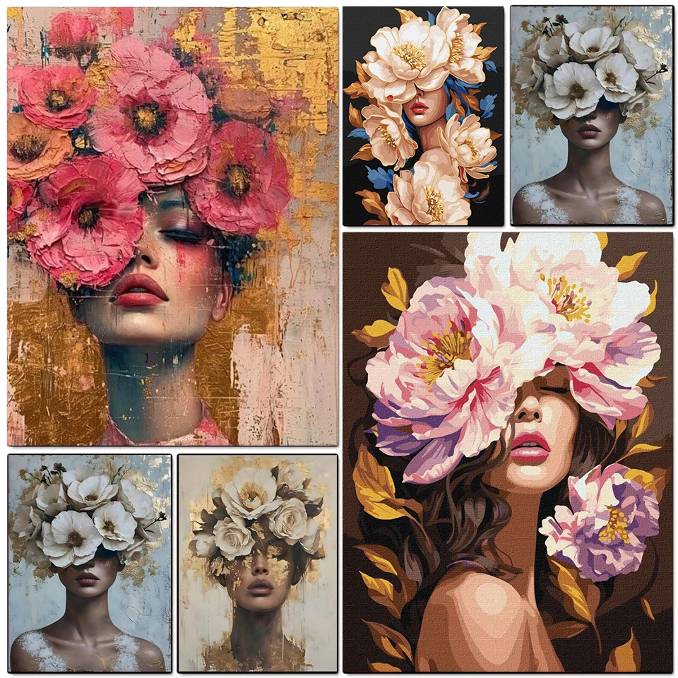 

Diamond Painting Beauty Girl Diamond Art Painting Full Square Round Flower 5D Diy Embroidery Mosaic Woman Home Decor