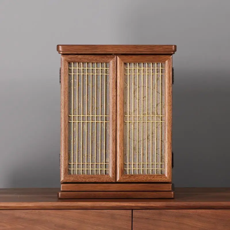 Wall-mounted Buddhist shrine with door, modern simple God of Wealth for shrine