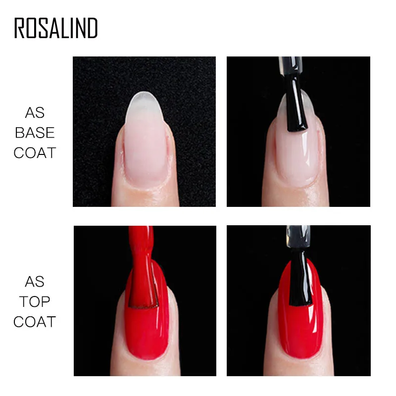 ROSALIND Base 2 in 1 Top Coat Adesivo funzionale Crepa Effetto gel Nail art a lunga durata Lampada UV/LED richiesta per la bellezza delle unghie