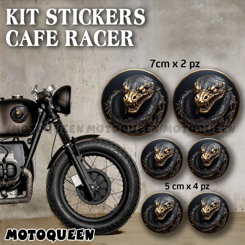 Motorcycle Tank Pad Windshield Helmet Side Cover Box Trunk Cobra Snake Decals Kit Set Stickers for Retro Car Motorbike Rider