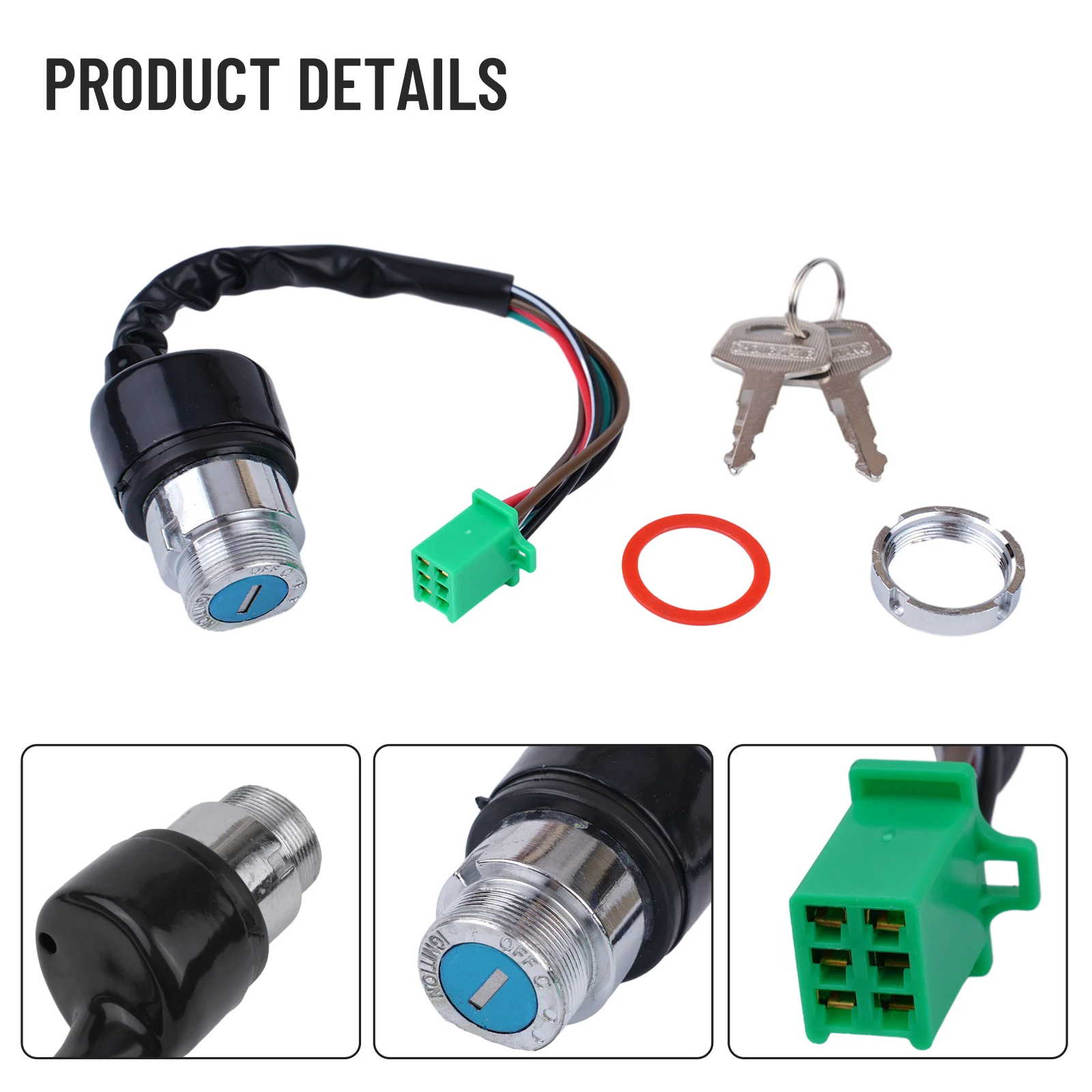 

6-жильный переключатель зажигания для мотоциклов с 2 ключами для квадроциклов и питбайков 50CC, 90CC, 110CC, 125CC, для замены замка зажигания