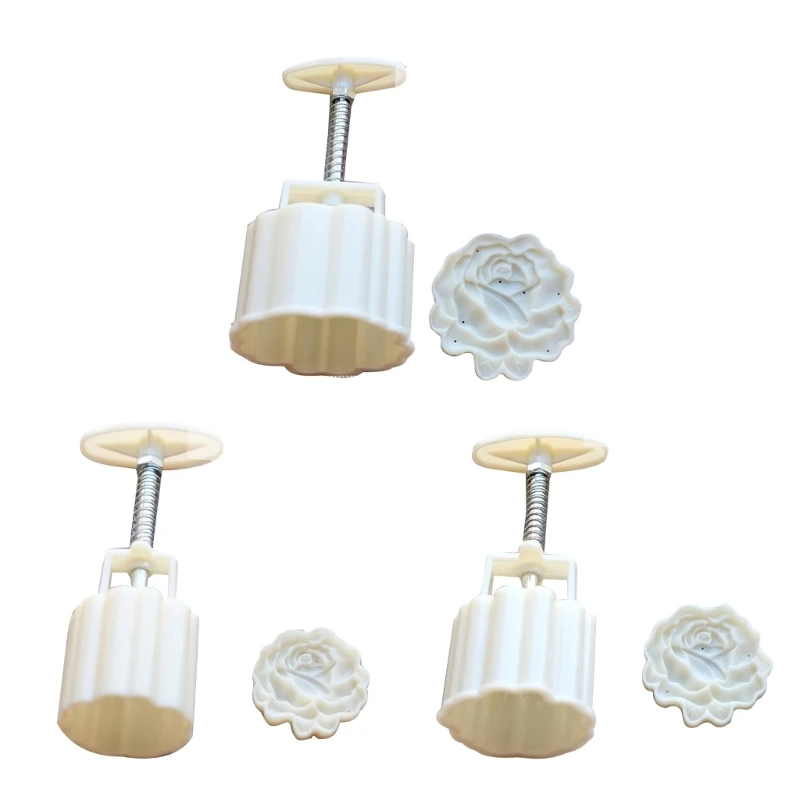 

Flower Mooncake Press Molds Mid-Autumn Festival Mooncake Mold Set 50 75 Moon Cake Mold with Reusable Stamps (White) J78C
