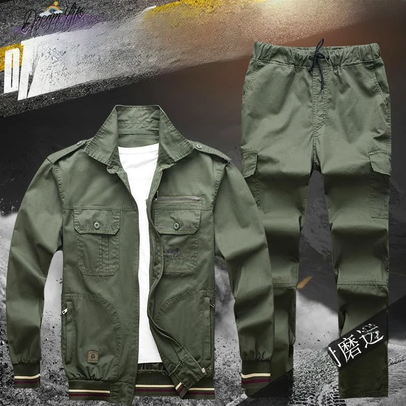 

Men's Work orm Set Summer Thin Long Sve Pure Cotton Anti-Scald Wear-Resistant Camouflage Top Single Piece Labor Protec...