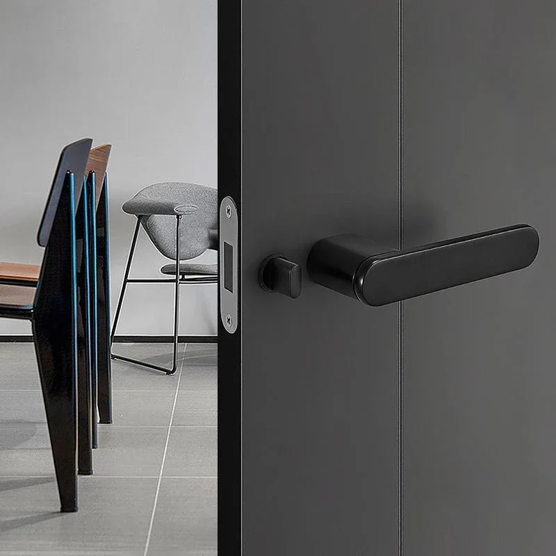 Indoor study office door lock gray-black ecological door handle household invisible door lock bathroom magnetic lock