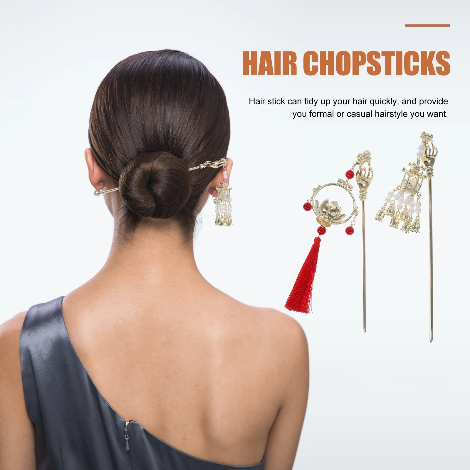 

2 шт., палочки для волос из сплава с фонариком лотоса, женские винтажные китайские заколки для волос, элегантные аксессуары для укладки кисточек на свадьбу Hanfu