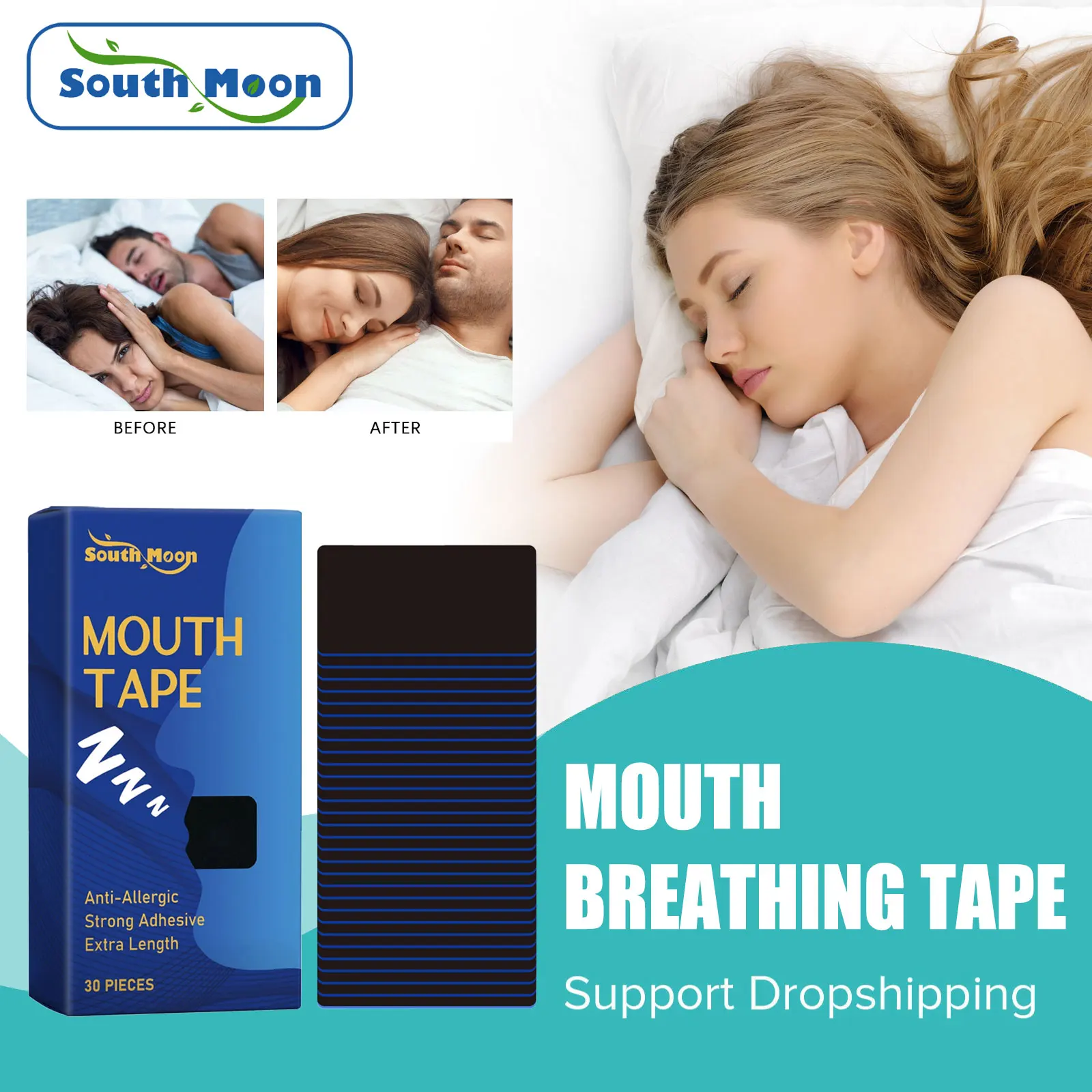 

South Moon Mouth Tape Sleep Strip Stop Snoring Nose Breathing Correction Improve Open Mouth Better Sleeping Anti Snoring Sticker