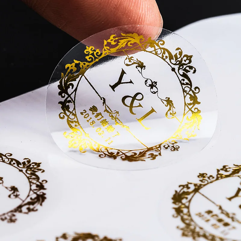 Custom transparent self-adhesive label printing transparent label Color transparent logo printing pvc sticker sealing sticker