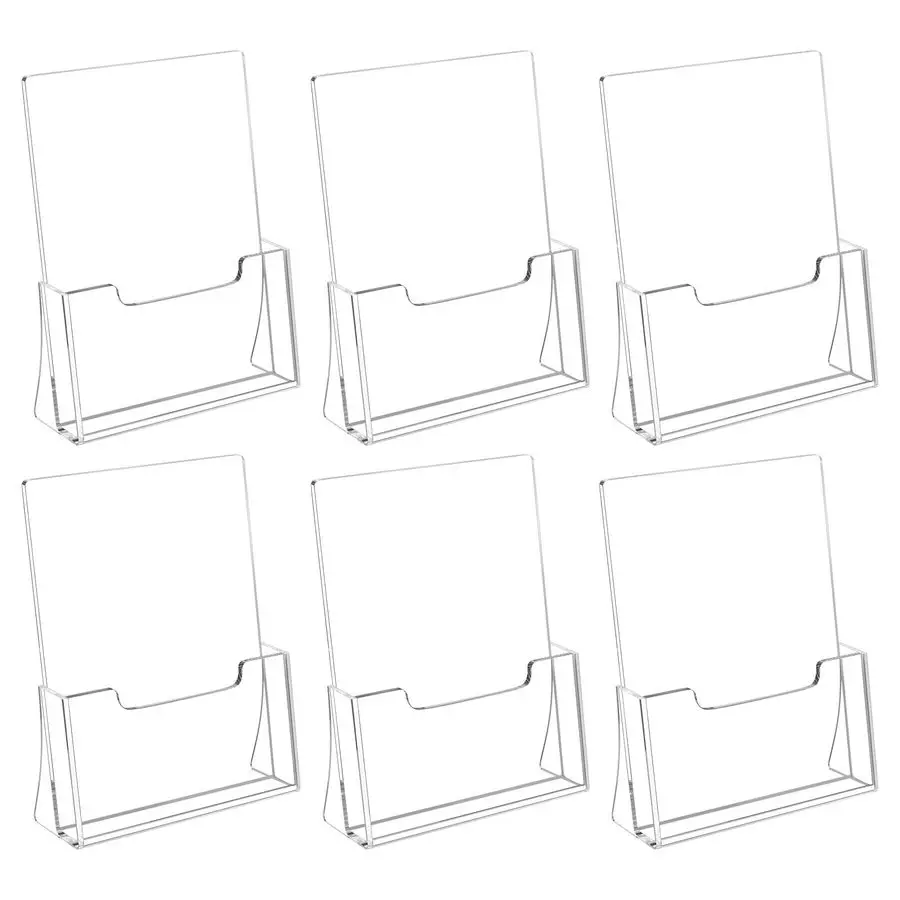 

Держатель для брошюр 8,5 x 11 дюймов, акриловый держатель для флаеров (6 штук в упаковке), пластиковые подставки для демонстрации журналов, буклетов, литературы