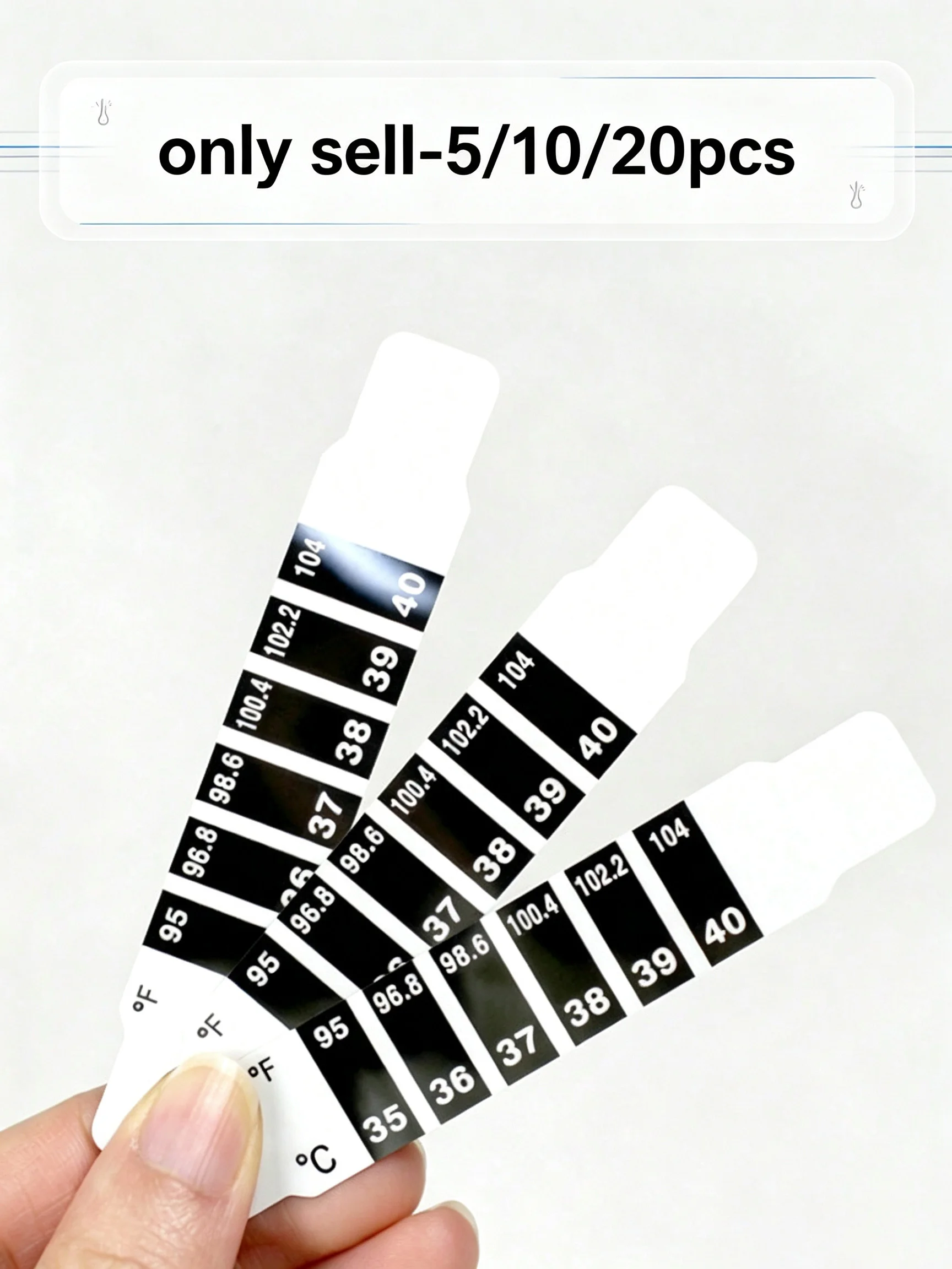 5/10/20 Pack Forehead Temperature Measurement Stickers LCD Display Reusable Thermochromic Tape for Fever Monitoring