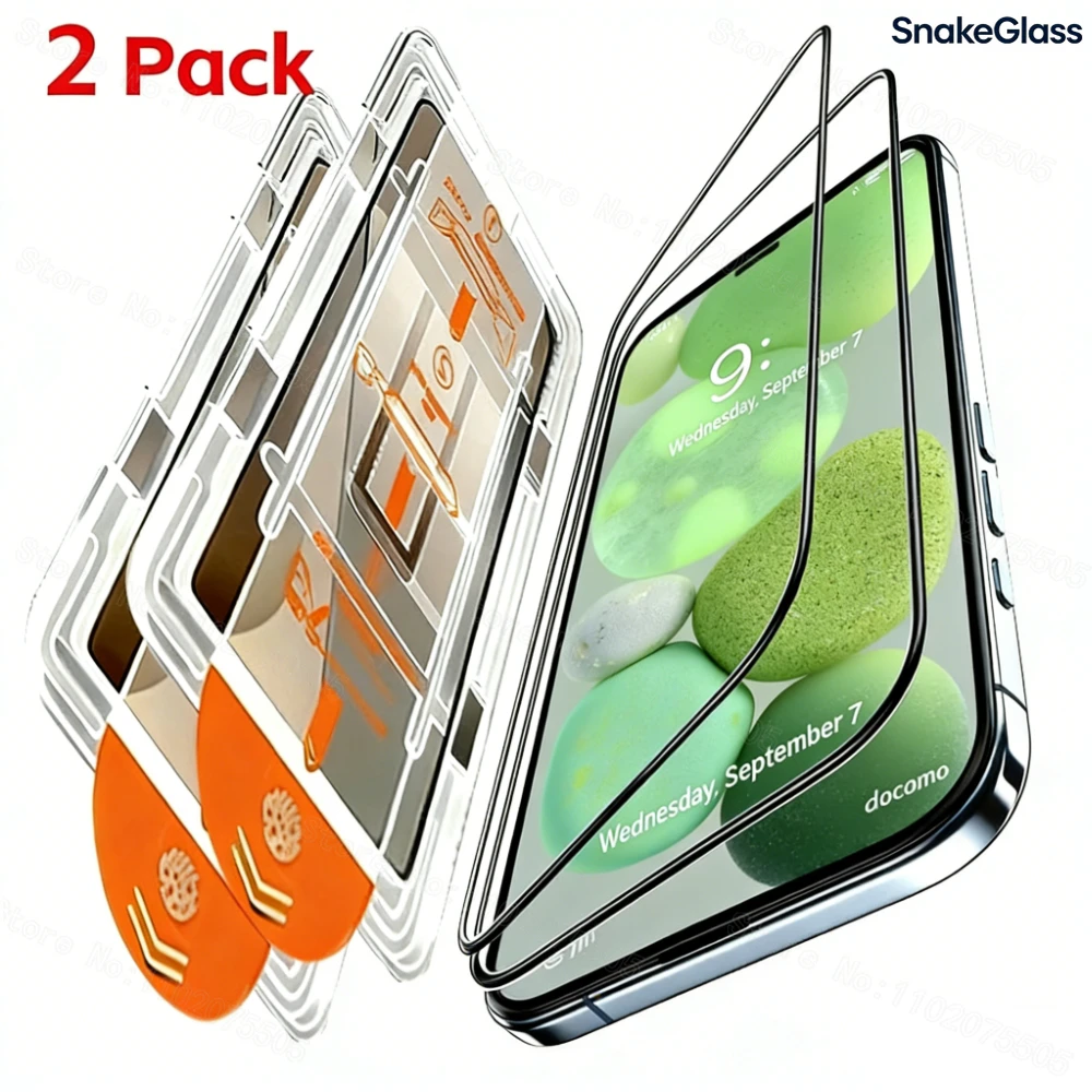 

2Pcs High Clear Tempered Glass For iPhone 17 16 15 Pro Max Air 16 15 14 Plus 14 13 12 11 Pro XR XS Dust Free Installation Glass