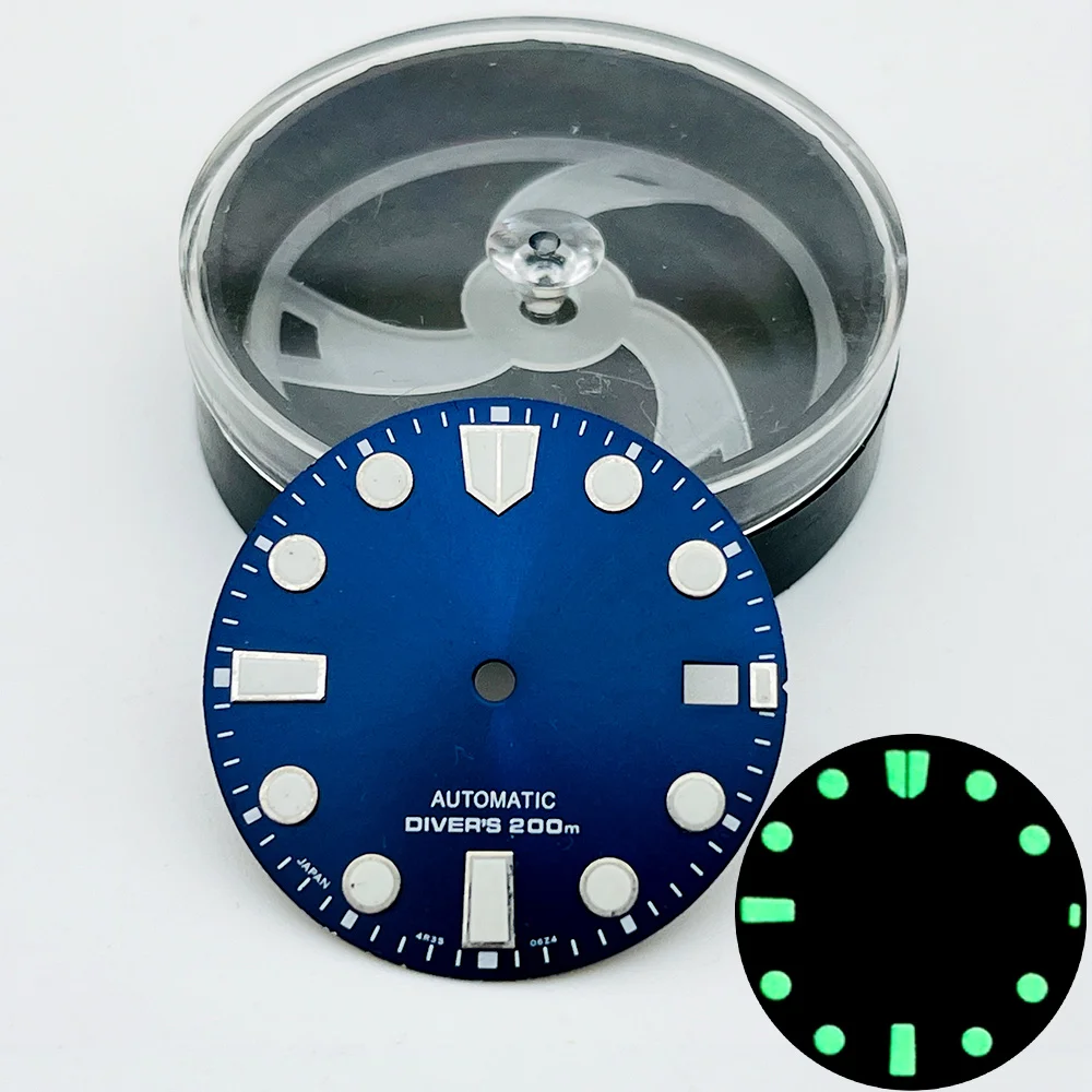 Customized Dial 28.5mm Dial Fit NH35 NH36 Movement SKX007 SPRD 6105 Turtle Tuna Samurai Case Green Luminous Watch Dial Parts - view 5