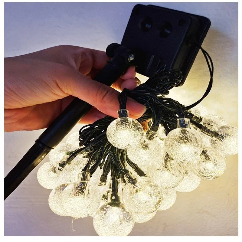 

Solar String Lights 14.76ft 30 LEDs with Crystal Ball 8 Flashing Modes Outdoor Fairy Lights for Garden Yard Christmas