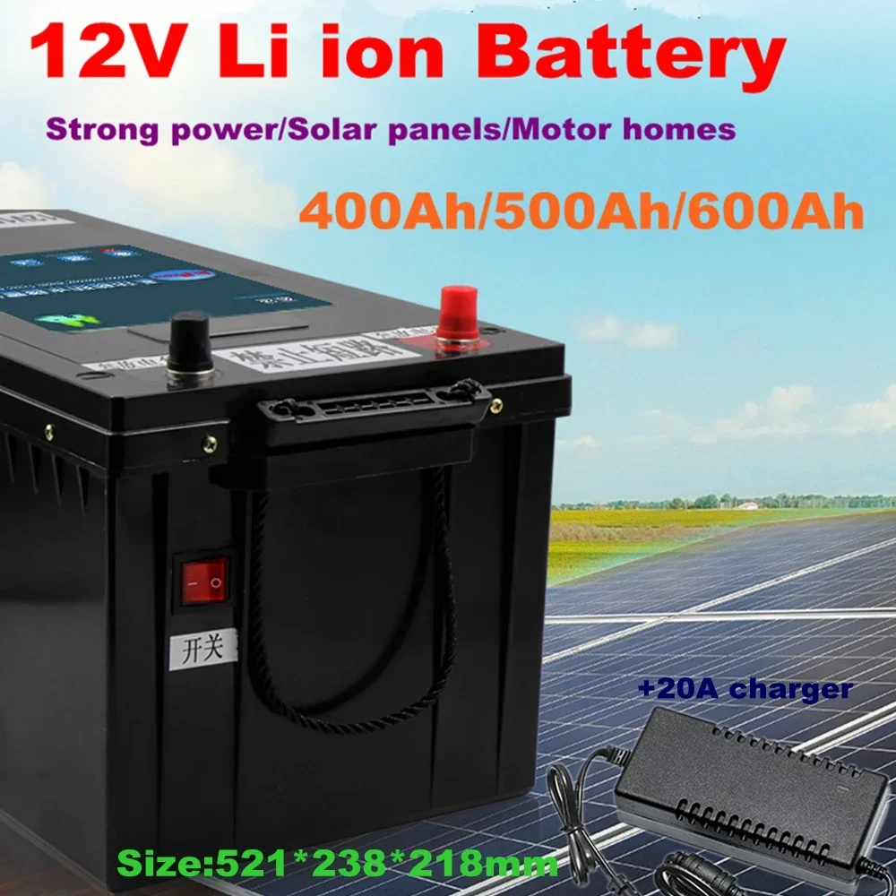 

Powerful 12V 400Ah 500Ah 600Ah lithium ion battery with 300A BMS for solar energy 4000w inverter+20A charger