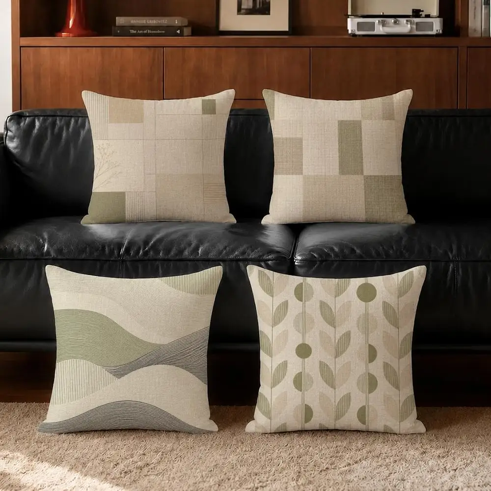 Aesthetic Japandi Cushion Cover Cushion Covers Natural Linen Breathable Sofa Bedroom Decor Pillowcase