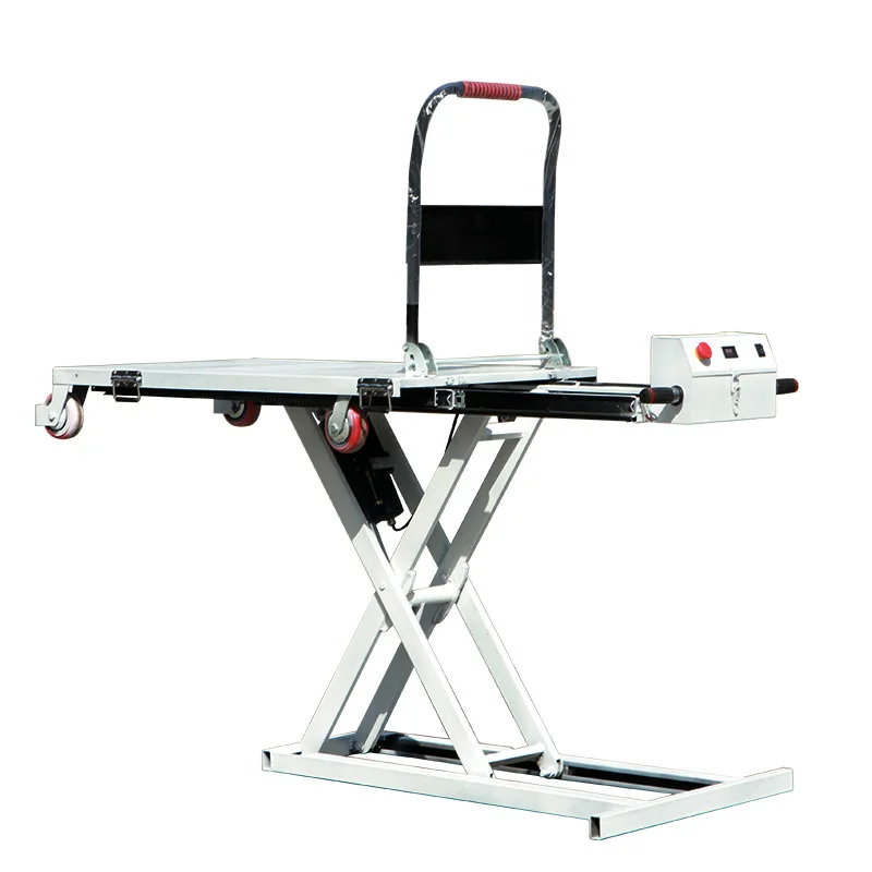 

Electric lift flatbed truck Load 500kg Hydraulic lift trolley Scissor fork flatbed lift truck