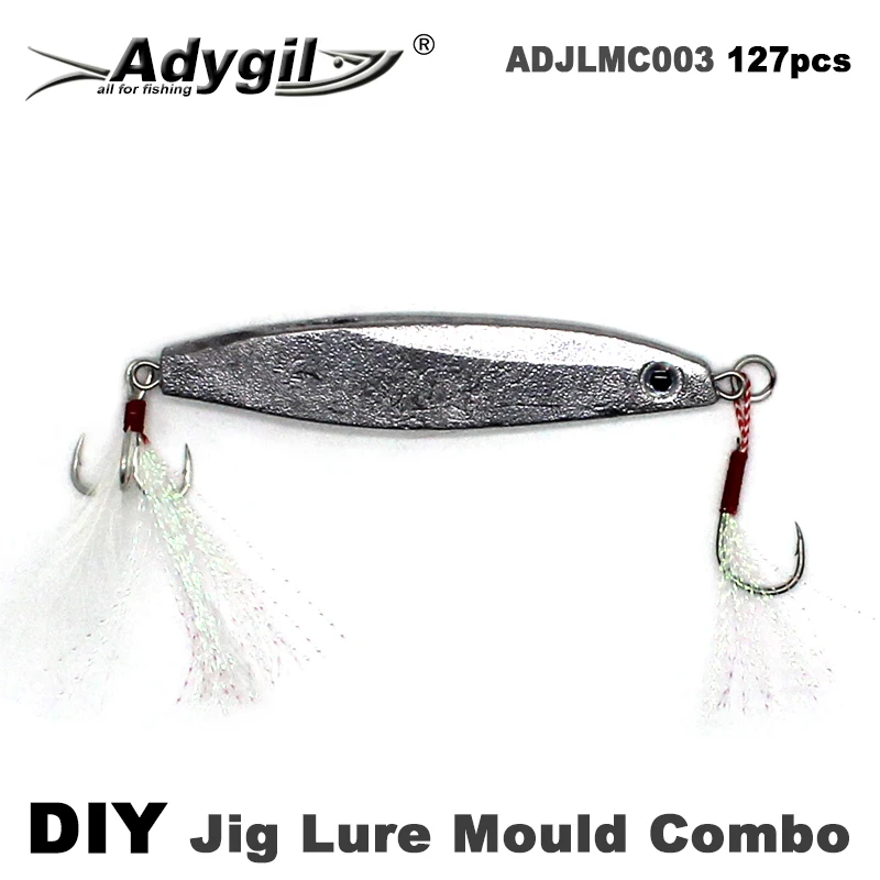 Adygil DIY Fishing 127pcs Metal Lure Mould Combo 1/4oz 1/2oz 3/4oz 3 Cavities