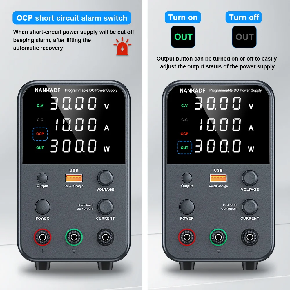 Imagem -04 - Power Supply Lab Bench Ocp Short Circuit Alarm Uma Saída Chave 30v 10a 60v 5a Ajustável dc