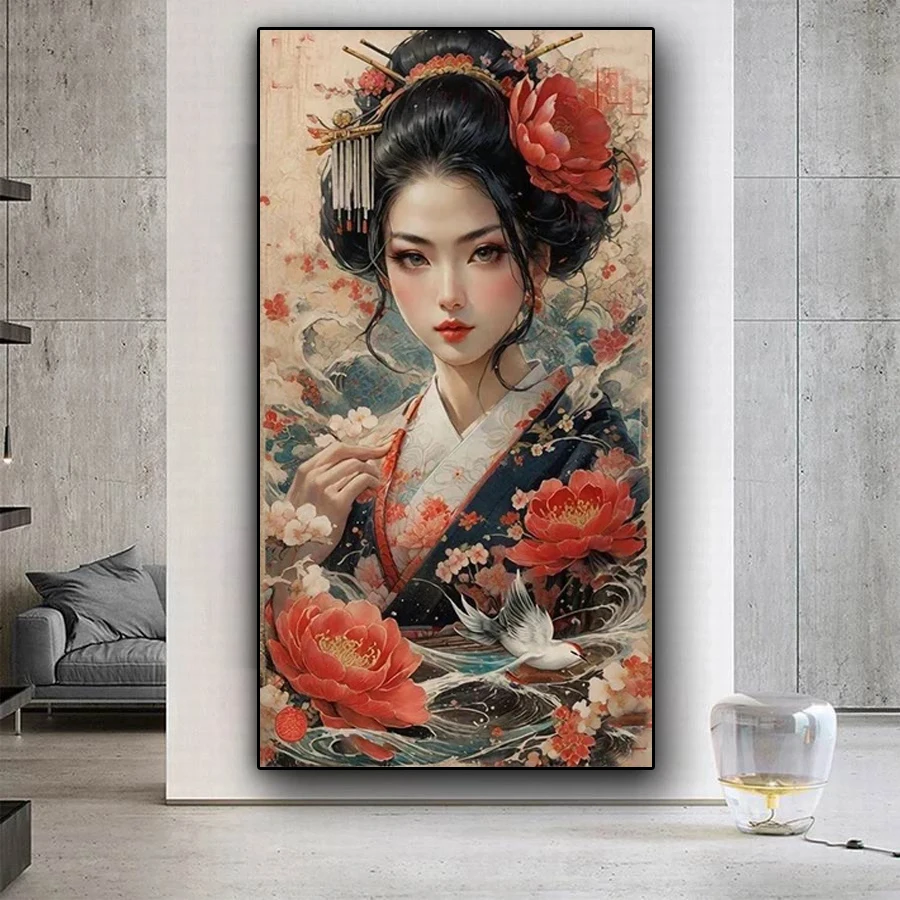 

Diy Diamond Painting Kits Big Size Ancient Costume Woman Full Rhinestone Drill Peony Girl Mosaic Embroidery Picture Wall Decor