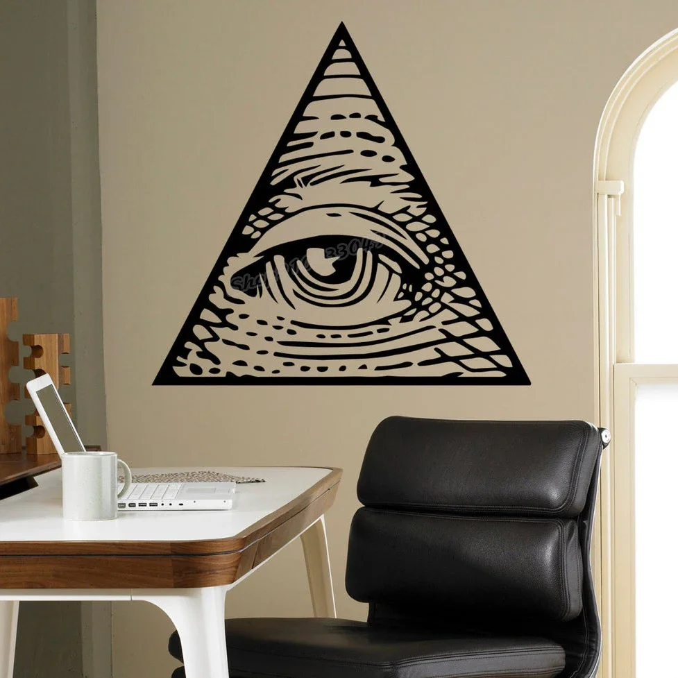 All Seeing Eye Pyramid Wall Decal Vinyl Decal Illuminati Sigh Wall Sticker Home Living Room Decor Wall Murals Housewares B481