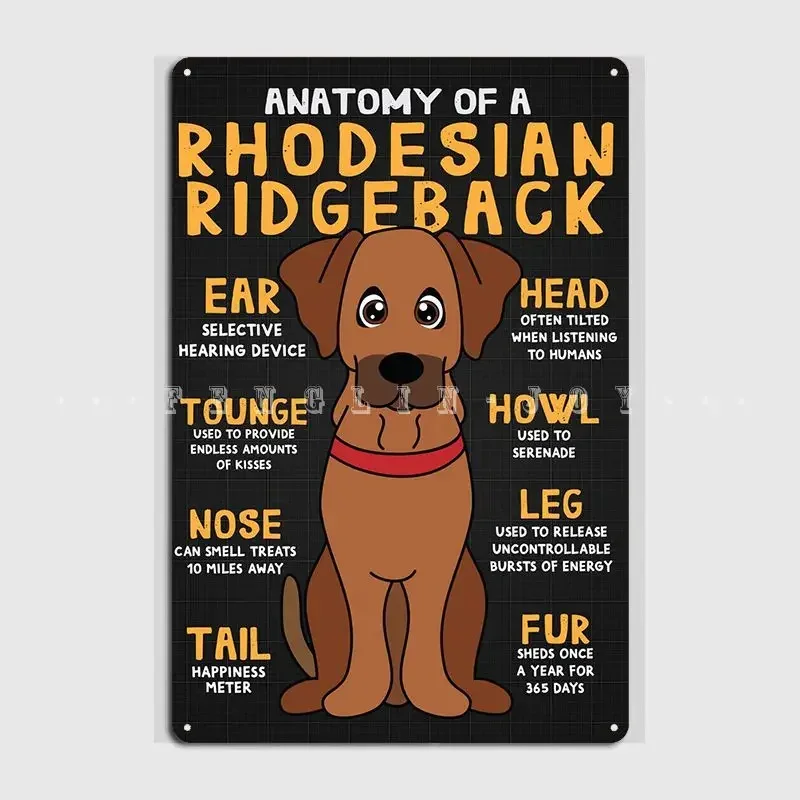 Cartel de Metal de perro Rhodesian Ridgeback, Club, fiesta, Bar, impresión, pintura, decoración, cartel de estaño