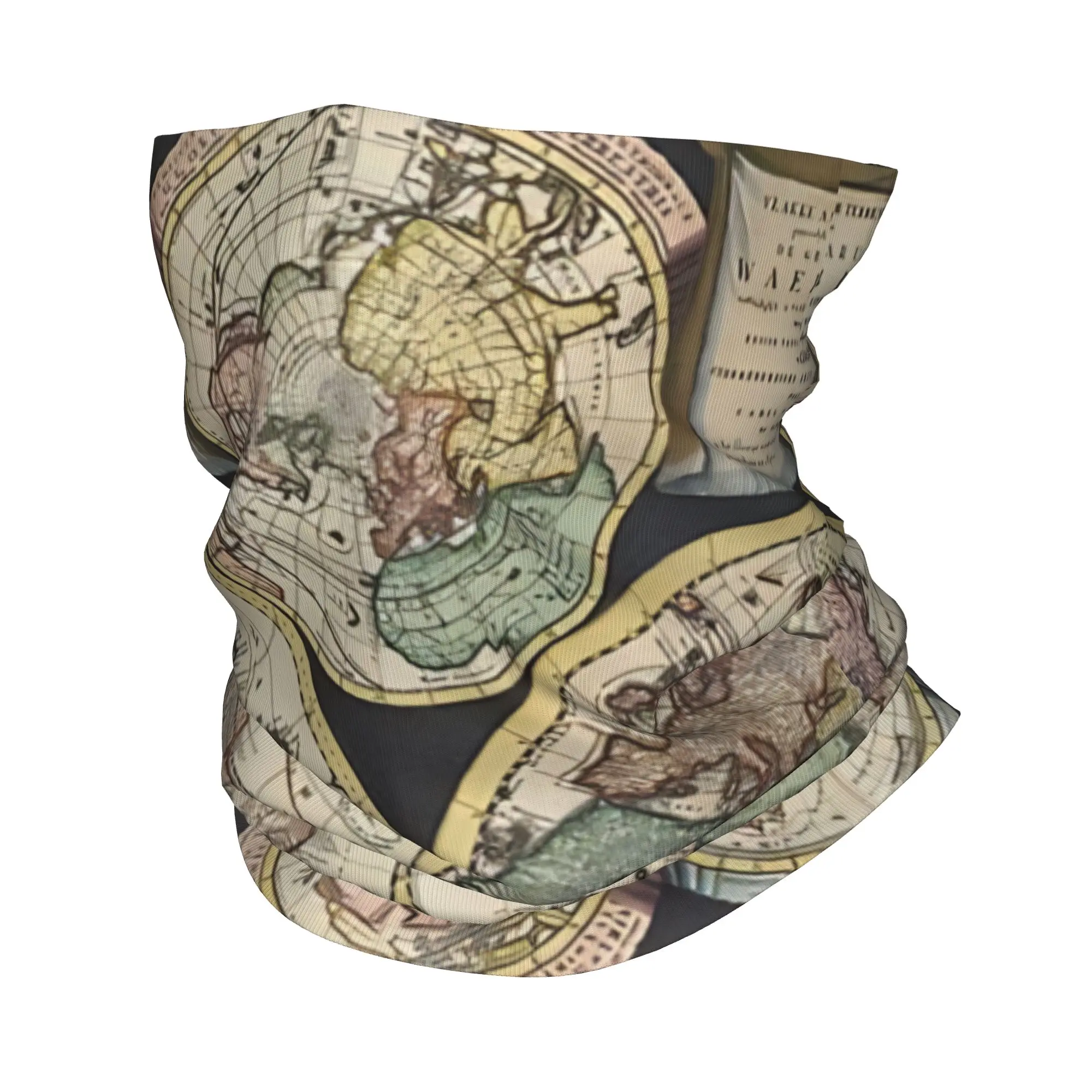 

Vintage Map of The World Bandana Neck Gaiter Printed Wrap Scarf Multifunctional Face Mask Riding for Men Women Adult Washable